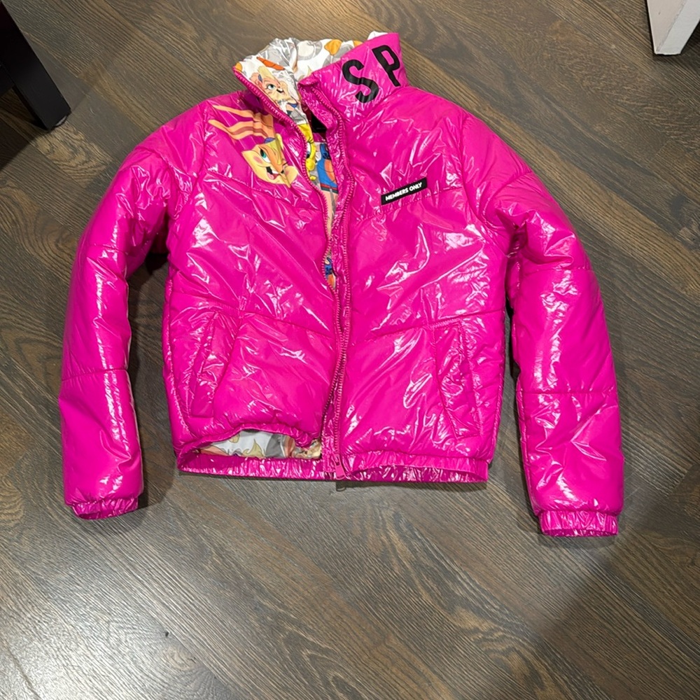 Members Only Pink Puffer Looney Tunes SpaceJam coat